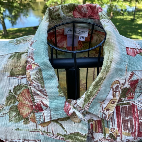 Coldwater Creek Tropical Caribbean Hawaiian Print Cotton Jacket Petite Medium - Picture 2 of 10